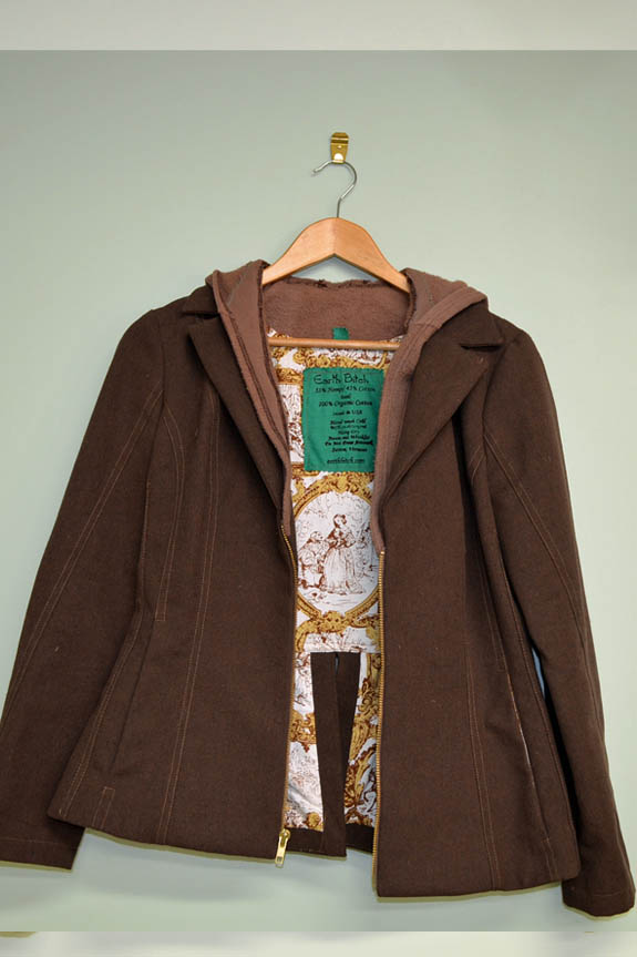 Organic cotton hoody zip up designer jacket