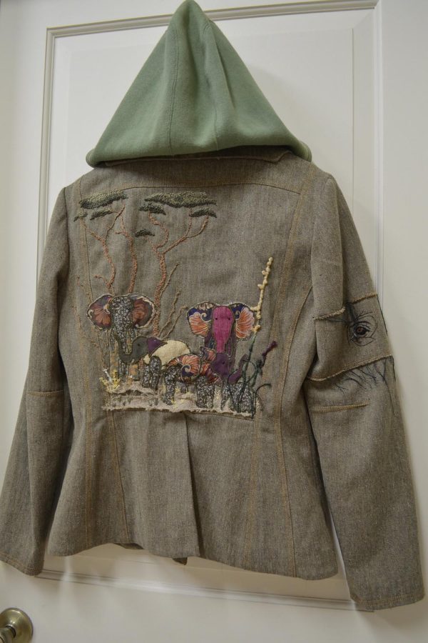 Womens designer jacket with elephant applique