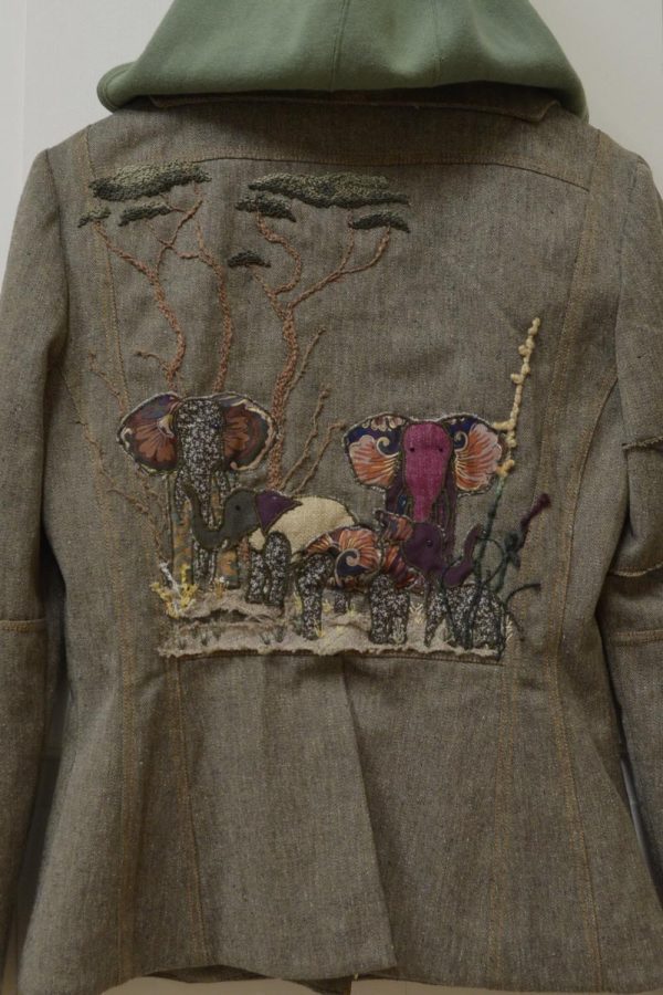 beautiful womens designer jacket wearable art elephants