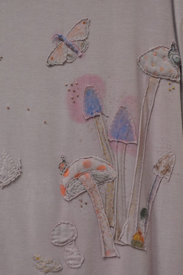 embroidered t shirt hand painted mushroom clothing