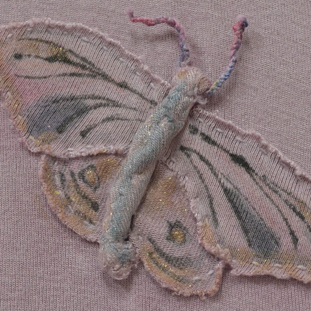 embroidered t shirt with hand painted moth by Earth Bitch