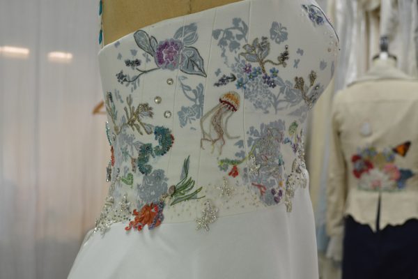 Embroidered wedding dress