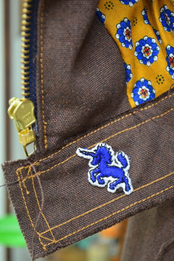 Unicorn Patch on designer cropped jacket